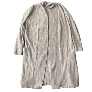 Williams Sonoma, Women's Small 100% Cashmere, Long Open Cardigan, Light Gray